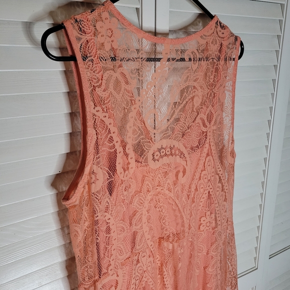 Torrid Coral Lace Button Front Maxi Skater Dress - Picture 10 of 16